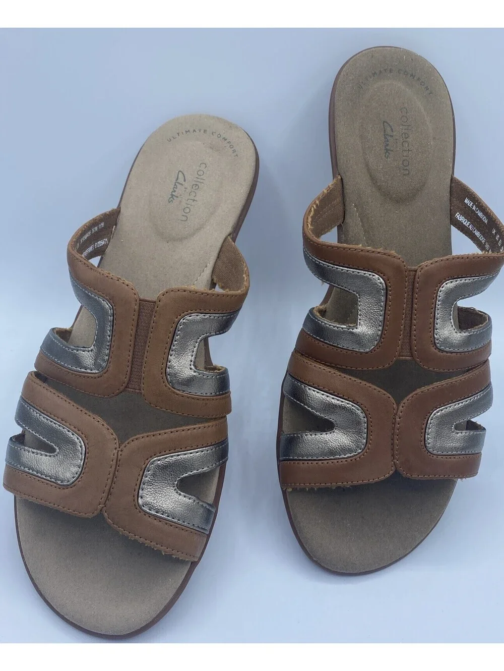 Clarks Women's Ada Lilah Gold Metallic Slide Sandals Size 8 M